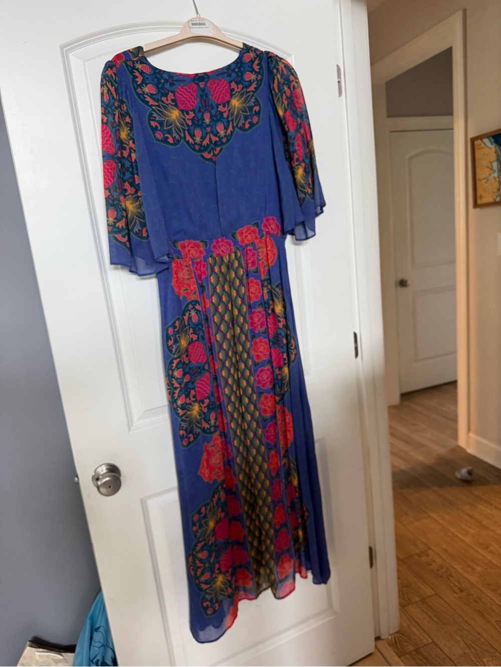 Anthropologie x Farm Rio Blue Floral V-Neck Maxi Dress size M rare - Picture 7 of 13